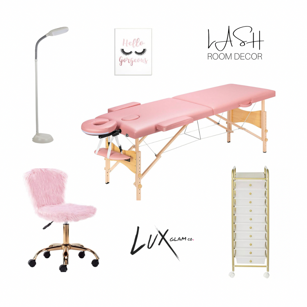 Lash Extension Bed, Chair, Light & Cart (4pc set)