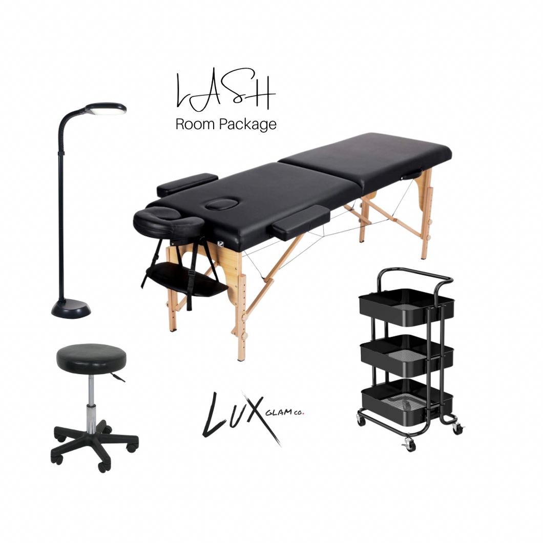 Lash Extension Bed, Chair, Light & Cart (4pc set)