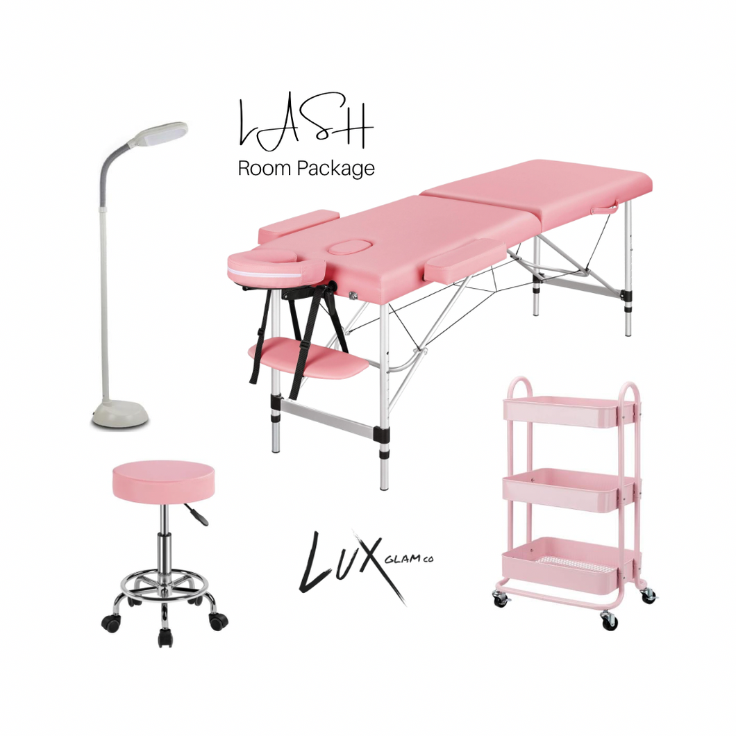 Lash Extension Bed, Chair, Light, Cart (4pc set)